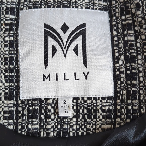 Milly Black and White Punk Distressed Tweed Blazer Jacket - Picture 2 of 15